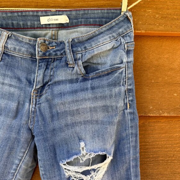 Cello Jeans Skinny Low Rise Distressed Blue Jeans Size 3 - Picture 6 of 13